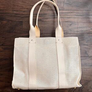 PROJECT Clare V. Noime Cream Shoulder Tote Bag perforated VIVIER ivory